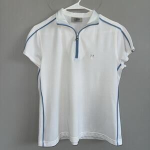 Masters Golf Masters By Alaska Woman’s Polo White Short Sleeve Shirt Sz USA 12